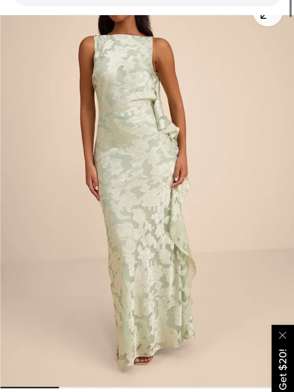 Lulu's Narelle Sage Floral Burnout Ruffled Maxi Dress